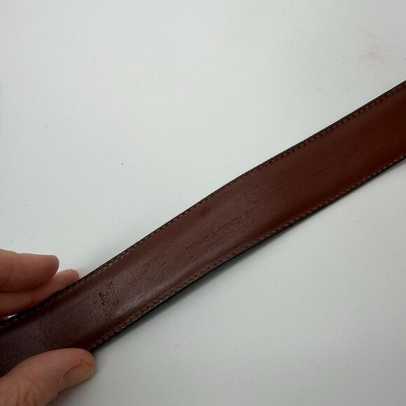 Rare Vintage Coach Made in Italy Black Leather Belt Solid Brass Sz 36